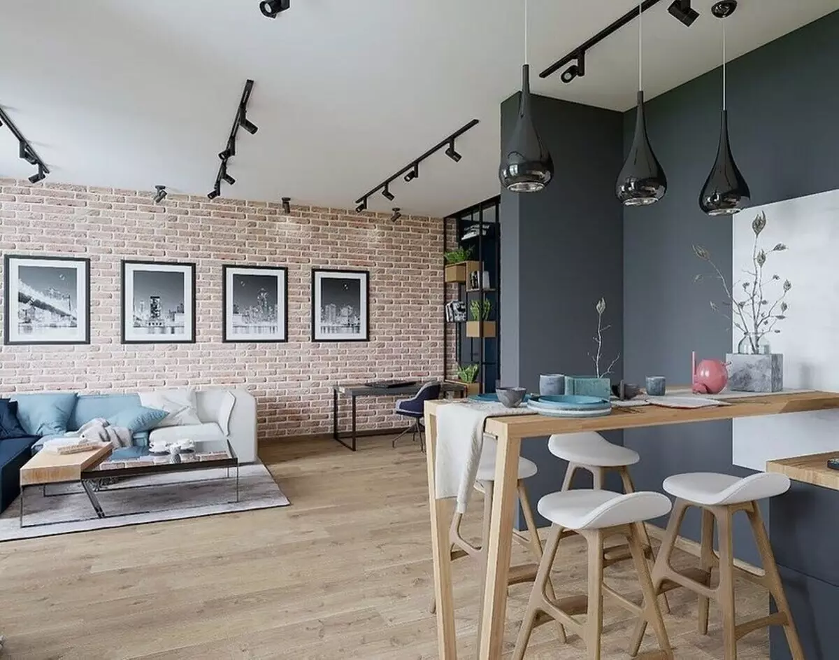 70+ स्वयंपाकघर-लिव्हिंग रूममध्ये लॉफ्ट शैलीतील डिझाइन कल्पना - वास्तविक आंतरराज्य आणि टिपांचे फोटो 8450_144