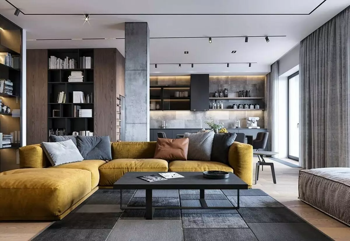 70+ Kitchen-Living Room Dezajno Ideoj en subtegmenta stilo - Fotoj de Realaj Internoj kaj Konsiletoj 8450_157