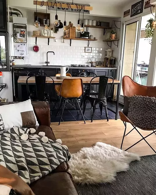 70+ Kitchen-Living Room Dezajno Ideoj en subtegmenta stilo - Fotoj de Realaj Internoj kaj Konsiletoj 8450_63