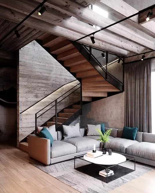 Leve0+ किचन-जीवित कोठा डिजाइन आदर्शहरू loft शैलीमा - वास्तविक इंडेंट र सुझावहरूको फोटोहरू 8450_64