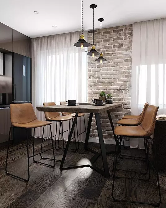 Leve0+ किचन-जीवित कोठा डिजाइन आदर्शहरू loft शैलीमा - वास्तविक इंडेंट र सुझावहरूको फोटोहरू 8450_66