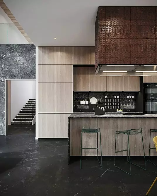 Leve0+ किचन-जीवित कोठा डिजाइन आदर्शहरू loft शैलीमा - वास्तविक इंडेंट र सुझावहरूको फोटोहरू 8450_77