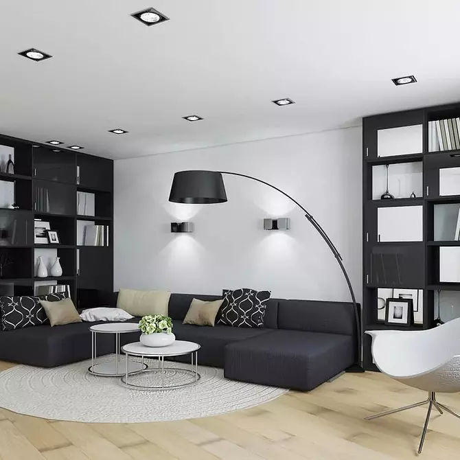 Loo minimalismi elutoa disain: valiku näpunäited viimistlemiseks, mööbel ja sisekujundus 8456_132