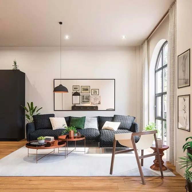 Meitsje in minimalisme Living Room Design: Seleksje Tips foar ôfwurking, meubels en dekor 8456_26