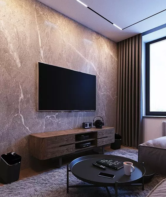 Loo minimalismi elutoa disain: valiku näpunäited viimistlemiseks, mööbel ja sisekujundus 8456_38
