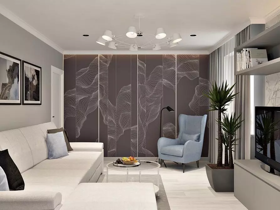 Loo minimalismi elutoa disain: valiku näpunäited viimistlemiseks, mööbel ja sisekujundus 8456_49