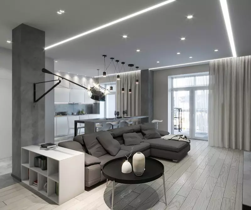 Meitsje in minimalisme Living Room Design: Seleksje Tips foar ôfwurking, meubels en dekor 8456_77