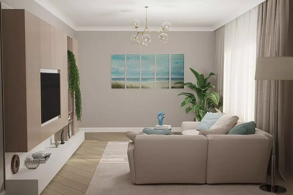 Meitsje in minimalisme Living Room Design: Seleksje Tips foar ôfwurking, meubels en dekor 8456_9
