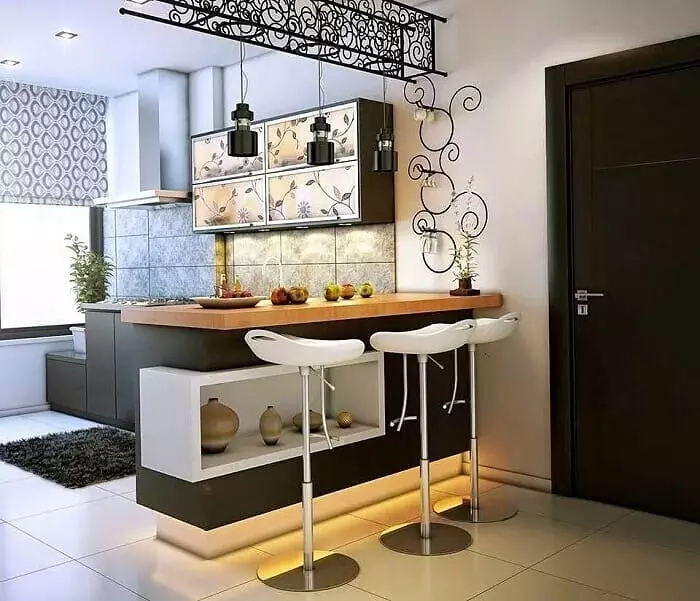 Cuisine with bar counter: All about the location, form of design and design ideas 8573_102