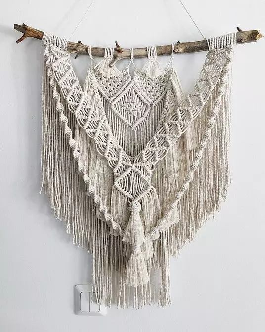 ფარდებიდან ავეჯით: Macrame Decor- ის 13 ვარიანტი 8603_100