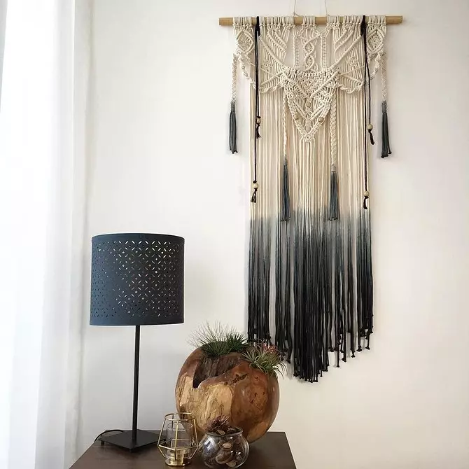 A függönyöktől a bútoroktól: 13 változata Macrame Decor 8603_106