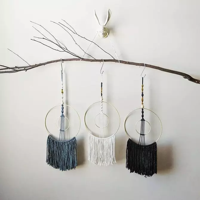 ფარდებიდან ავეჯით: Macrame Decor- ის 13 ვარიანტი 8603_116