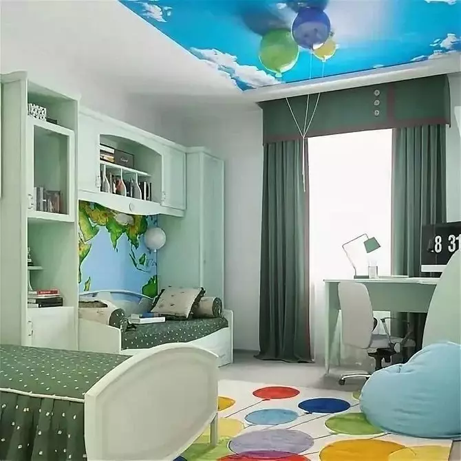 Jak zajistit stropní strop v dětském pokoji: zajímavé nápady a 30+ příkladů 8631_39