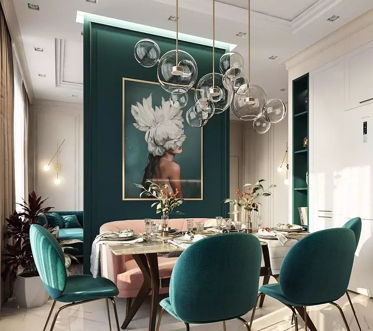 Ce să combinăm și cum să utilizați Culoarea Emerald în interior (58 fotografii) 8740_7