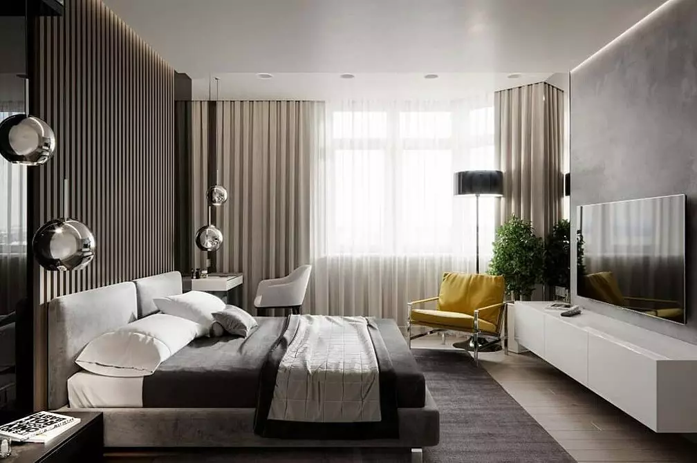 Disegniamo il design della camera da letto con soffitti elasticizzati: consigli e 50 esempi 8872_25