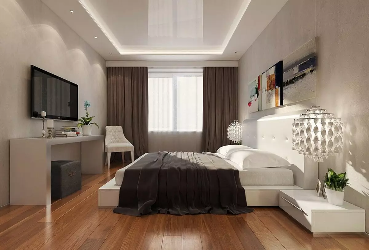Disegniamo il design della camera da letto con soffitti elasticizzati: consigli e 50 esempi 8872_87