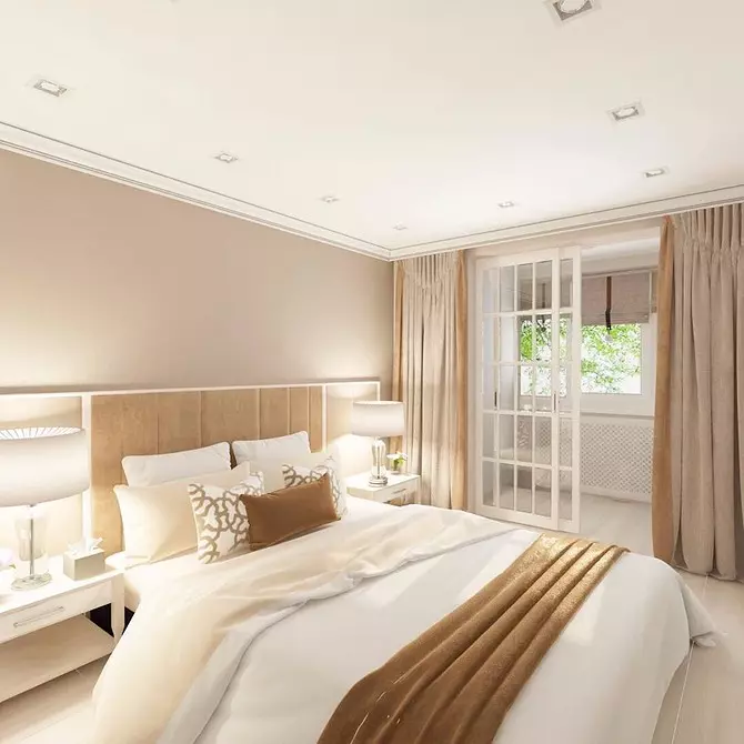 Camera da letto ottica in beige: 5 tecniche stilistiche e 70+ photoy 8884_118