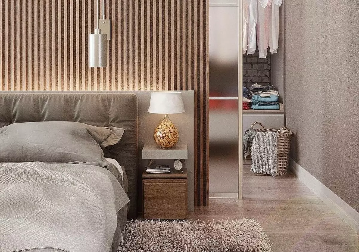 Optička spavaća soba u bež: 5 stilskih tehnika i 70 metara 8884_150