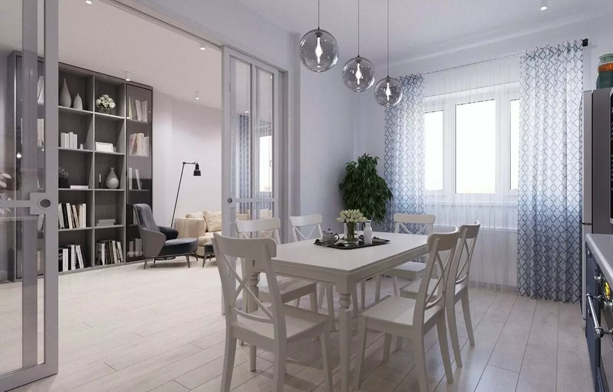 Come combinare correttamente l'interno della cucina, sala da pranzo e soggiorno: consigli e esempi visivi 8910_62