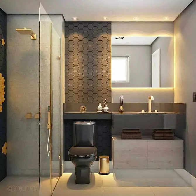 Izrazimo obliko kombinirane kopalnice s površino 4 kvadratnih metrov. M: Koristni nasveti in 50 primerov 8912_101