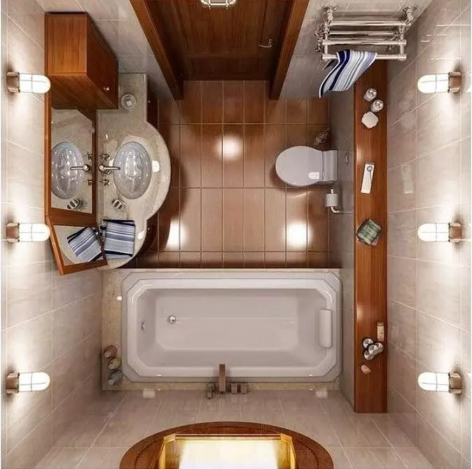 We draw out the design of the combined bathroom with an area of ​​4 square meters. M: Useful tips and 50 examples 8912_8