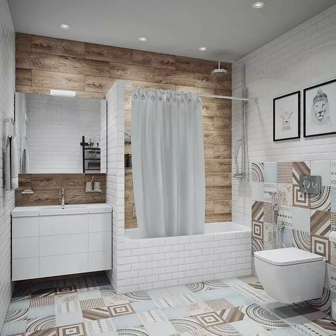 हम 4 वर्ग मीटर के क्षेत्र के साथ संयुक्त बाथरूम के डिजाइन को आकर्षित करते हैं। एम: उपयोगी टिप्स और 50 उदाहरण 8912_81