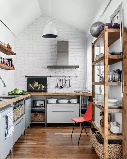 Design de bucătărie fără dulapuri de top: Pro, Contra și 45 de fotografii pentru inspirație 8978_12