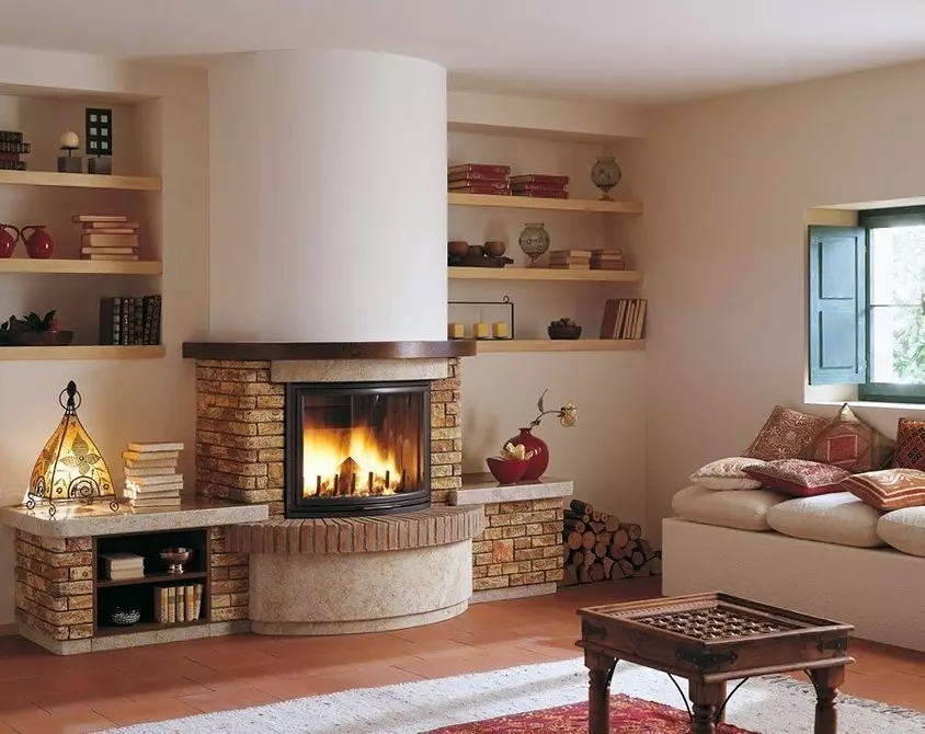 Interior da sala de estar con cheminea: consellos sobre elixir e deseñar 8994_22