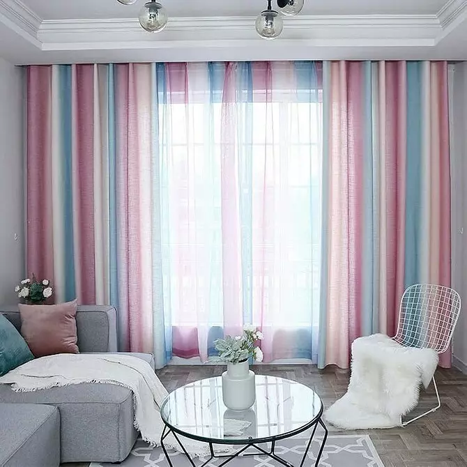 Sådan henter du gardiner under interiøret: 4 muligheder for forskellige værelser 9010_36