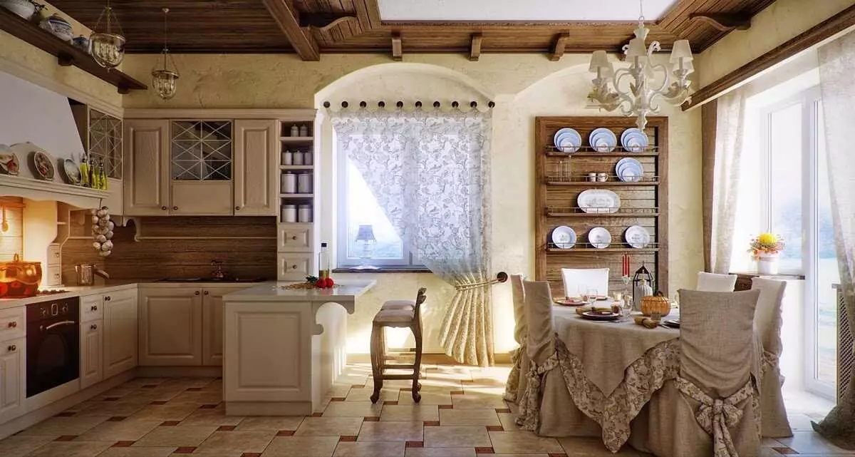 Cara mengeluarkan interior dapur di pondok: solusi stylistik dan 45+ photooy 9012_12
