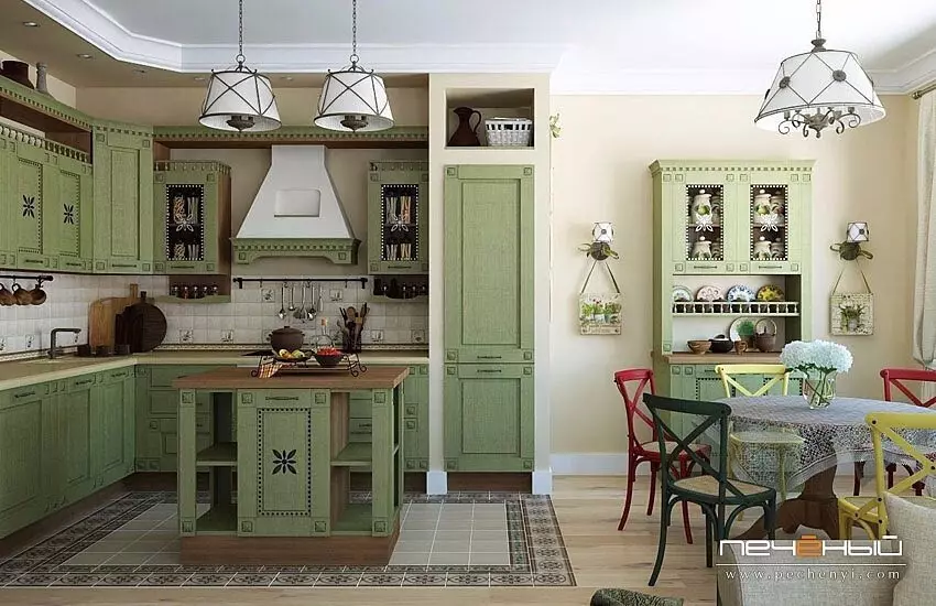 Si të lëshoni një brendshme të kuzhinës në vilë: Zgjidhje stilistike dhe 45+ photoy 9012_43
