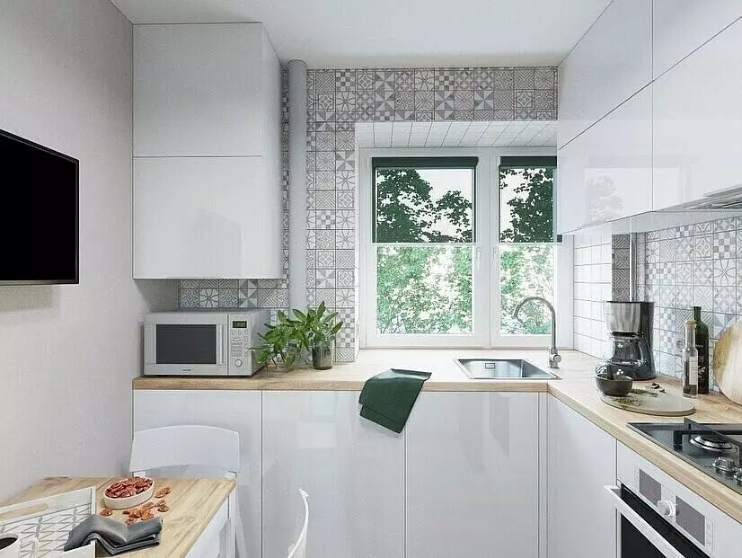 Жижиг гал тогооны өрөөний чихэвчийг сонгоорой: зөвлөмж, 40+ загварлаг жишээ 9041_81
