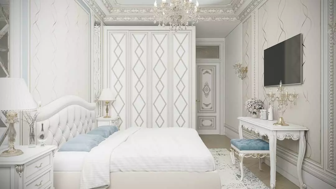 Classic Bedroom Design: Mga Tip sa Disenyo at 60+ Mga Larawan ng Mga Magagandang Solusyon 9129_6