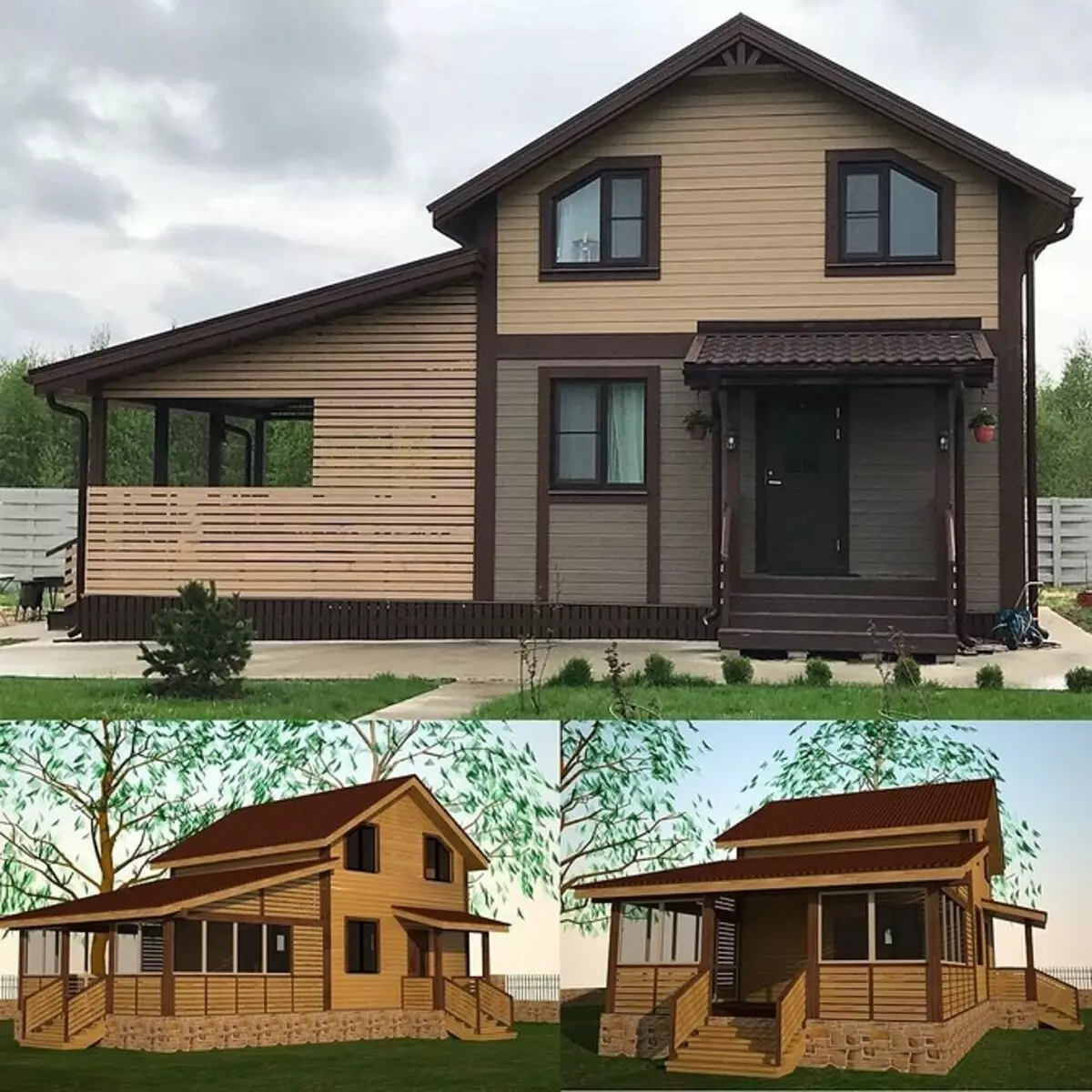 Landhus med veranda og loft: Funksjonene i deres konstruksjon og 50 fotoeksempler 9157_73