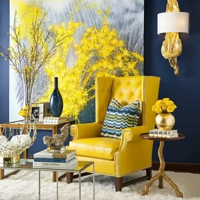 Kuning ing njero interior: 5 cara nggunakake warna sing cerah lan 55 conto inspirasi 9208_49