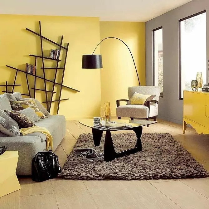 Kuning ing njero interior: 5 cara nggunakake warna sing cerah lan 55 conto inspirasi 9208_76