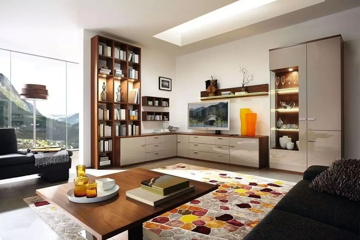 Kopec v obývacím pokoji: 10 způsobů, jak vytvořit složení v moderním stylu 9257_27