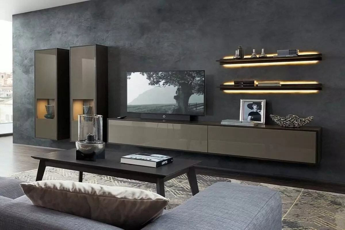 Turó a la sala d'estar: 10 maneres de crear una composició en un estil modern 9257_65