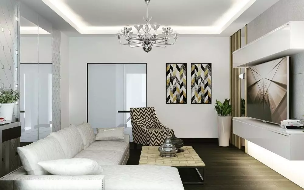 Turó a la sala d'estar: 10 maneres de crear una composició en un estil modern 9257_66