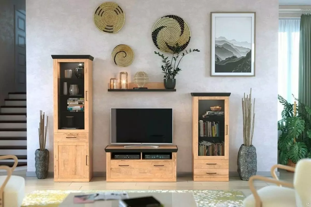 Turó a la sala d'estar: 10 maneres de crear una composició en un estil modern 9257_74