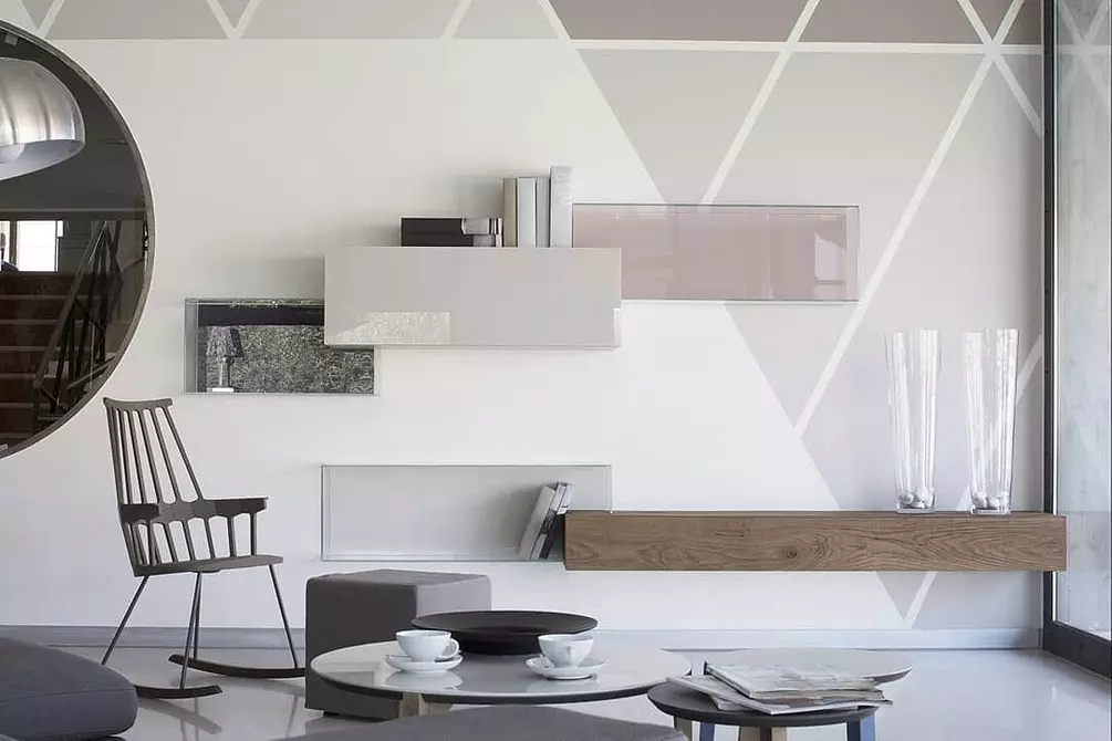 Turó a la sala d'estar: 10 maneres de crear una composició en un estil modern 9257_84