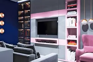 Odnushka zilās rozā krāsās ar mini-kabinetu un viesu vannas istabu 9324_1