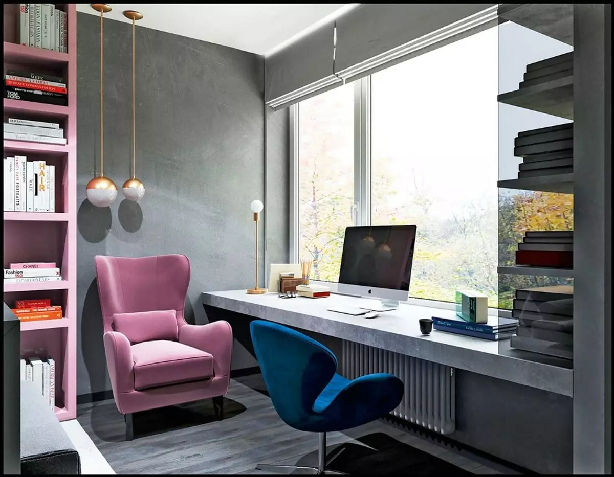 Odnushka en colores azul-rosa con mini-gabinete y baño de visitas 9324_5