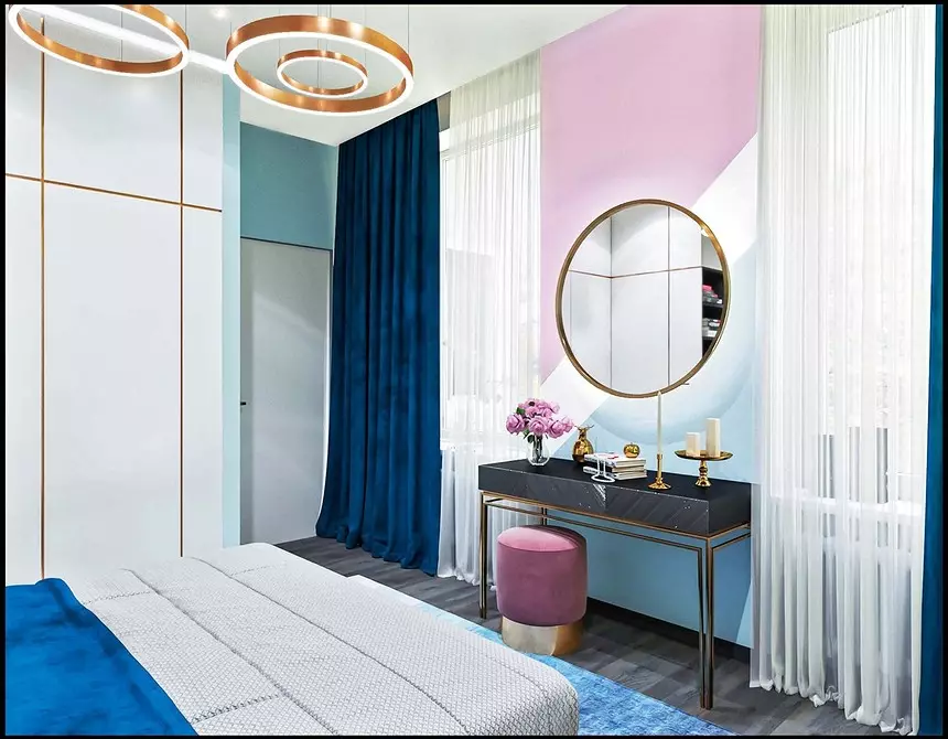 Odnushka zilās rozā krāsās ar mini-kabinetu un viesu vannas istabu 9324_9