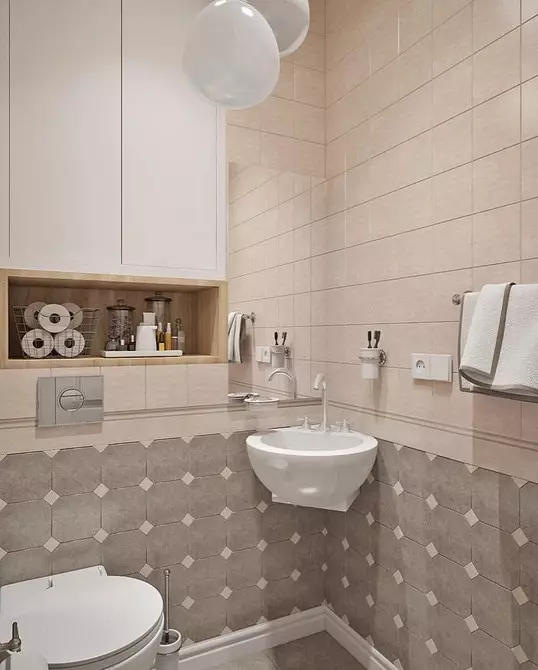 Niet-gemakkelijke keramiek: 60 ontwerpideeën voor het gebruik van tegels in het toilet 9369_10