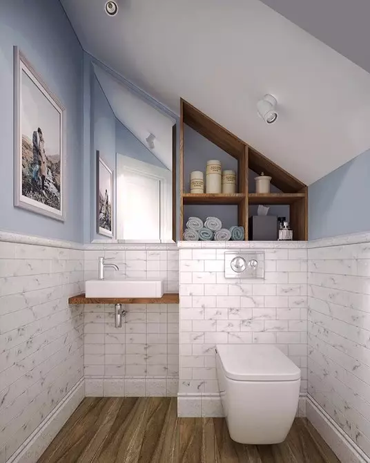 Μη εύκολη κεραμική: 60 Ιδέες σχεδιασμού για τη χρήση πλακιδίων στην τουαλέτα 9369_114