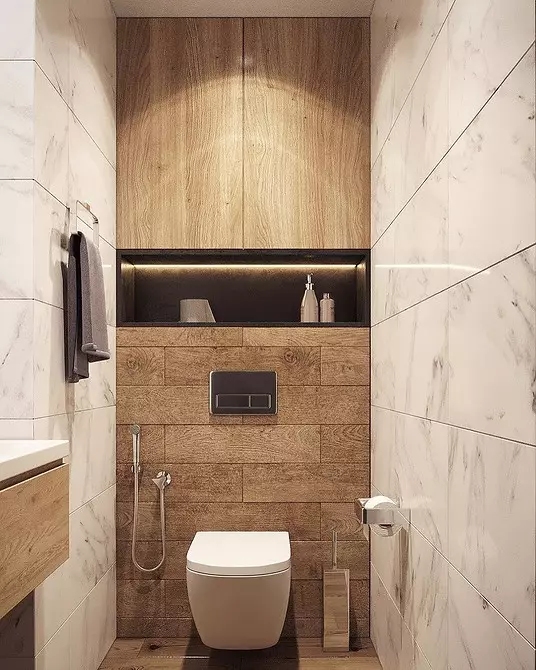 Μη εύκολη κεραμική: 60 Ιδέες σχεδιασμού για τη χρήση πλακιδίων στην τουαλέτα 9369_43