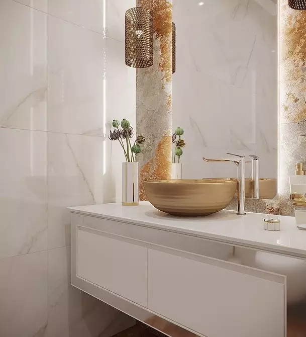 Μη εύκολη κεραμική: 60 Ιδέες σχεδιασμού για τη χρήση πλακιδίων στην τουαλέτα 9369_56