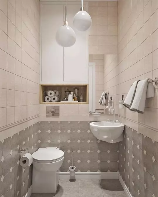 गैर-सजिलो सिरमिक्स: शौचालयमा टाइलहरू प्रयोगको लागि 600 डिजाइन विचारहरू 9369_9
