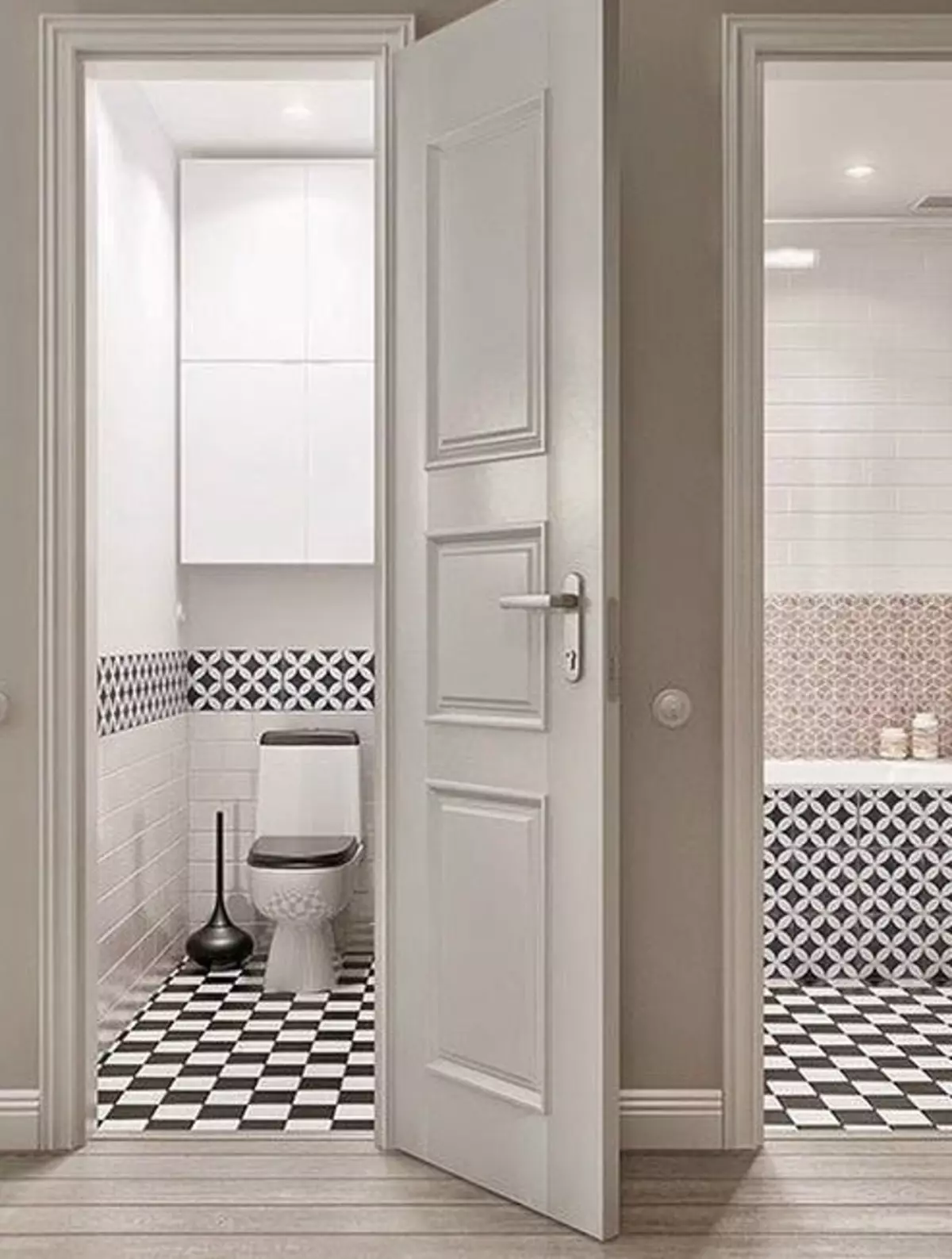 Μη εύκολη κεραμική: 60 Ιδέες σχεδιασμού για τη χρήση πλακιδίων στην τουαλέτα 9369_92